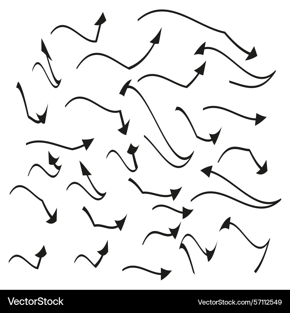 Random scattered arrows directional pointer set Random scattered arrows directional pointer set vector image