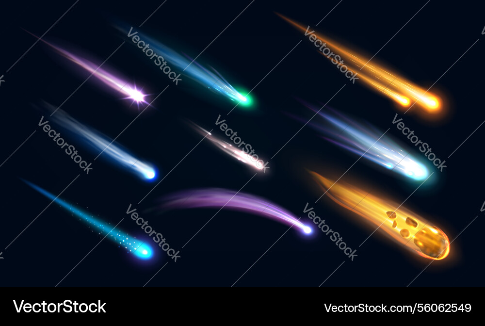 Realistische Galaxie Raum Meteoriten Kometen Asteroiden Realistische Galaxie Raum Meteoriten Kometen Asteroiden vektorbild