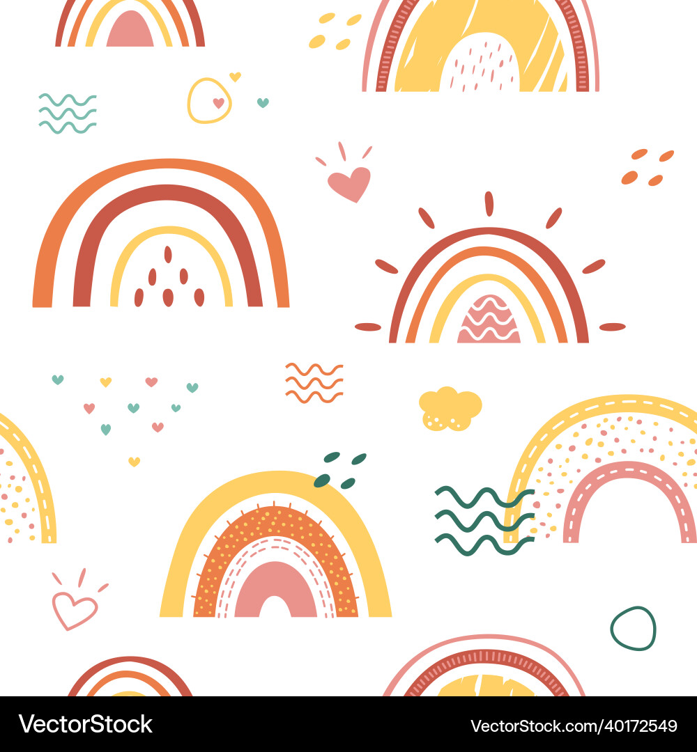 Scandinavian rainbow pattern drawing kids Scandinavian rainbow pattern drawing kids vector image