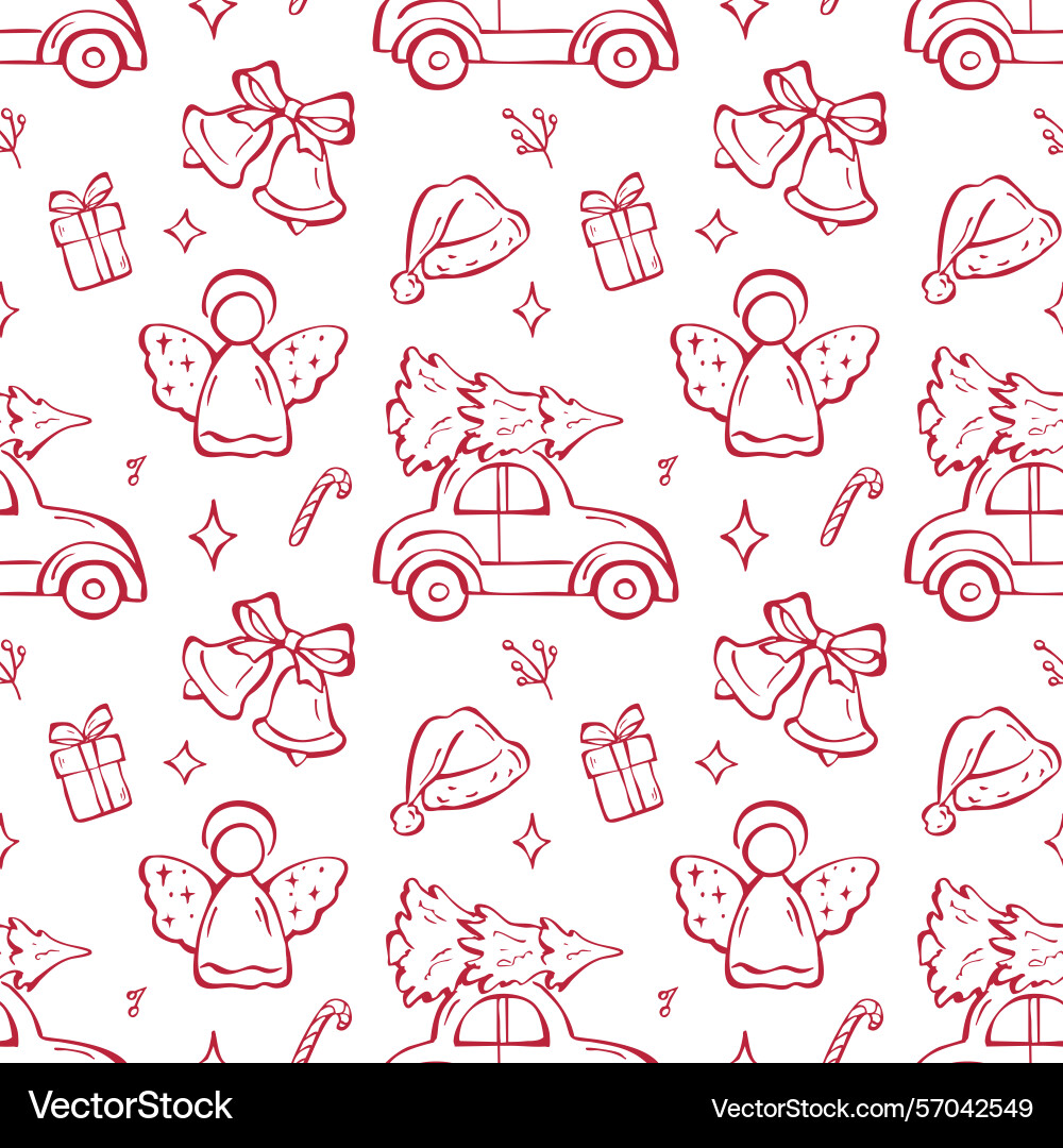 Seamless pattern with christmas elements red Seamless pattern with christmas elements red Vector Image