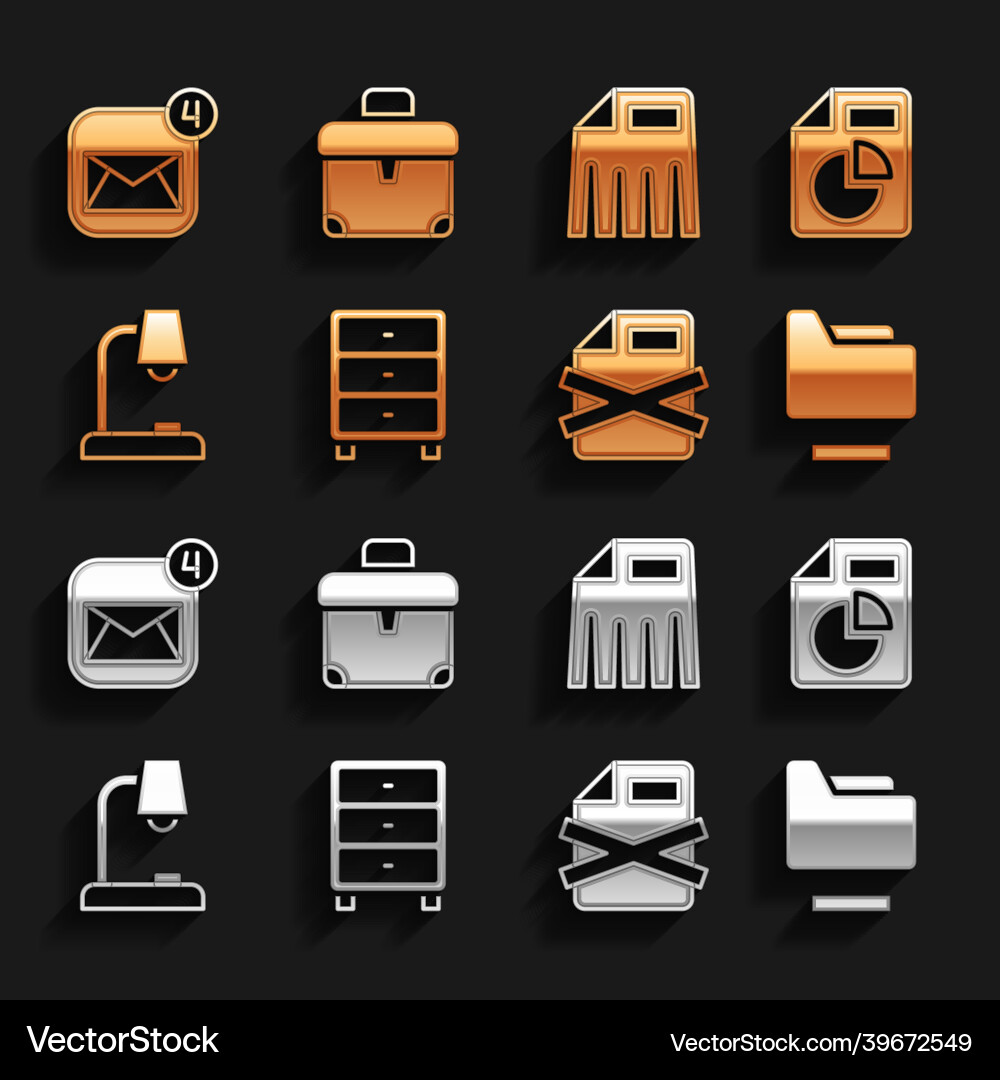 Set archive papers drawer document with graph Set archive papers drawer document with graph vector image