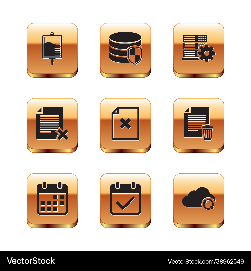 Set iv bag calendar with check mark delete file Vector Image