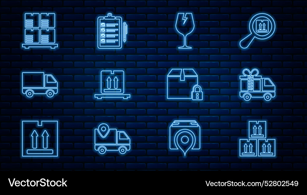 Set line cardboard box with traffic delivery Set line cardboard box with traffic delivery vector image