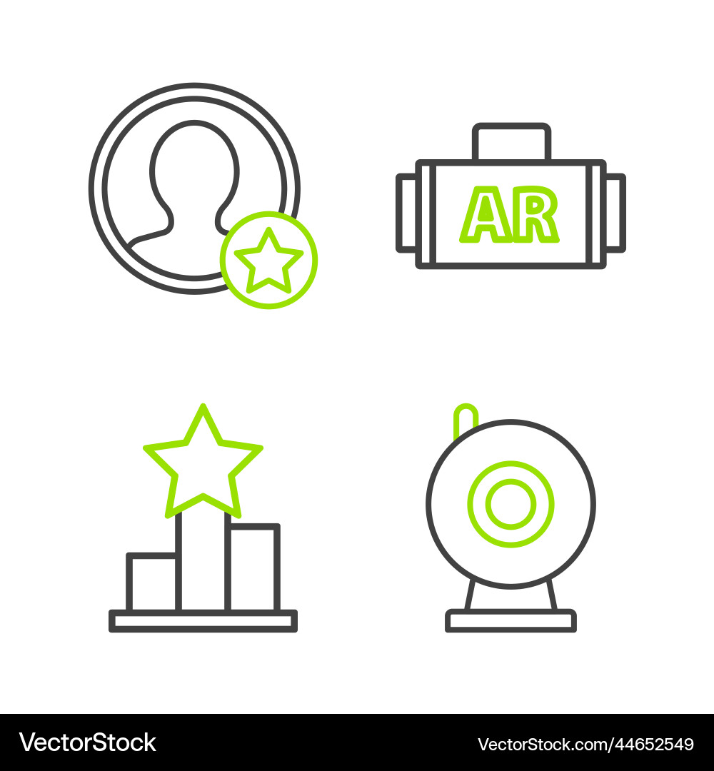Set line web camera star ar augmented reality Set line web camera star ar augmented reality vector image