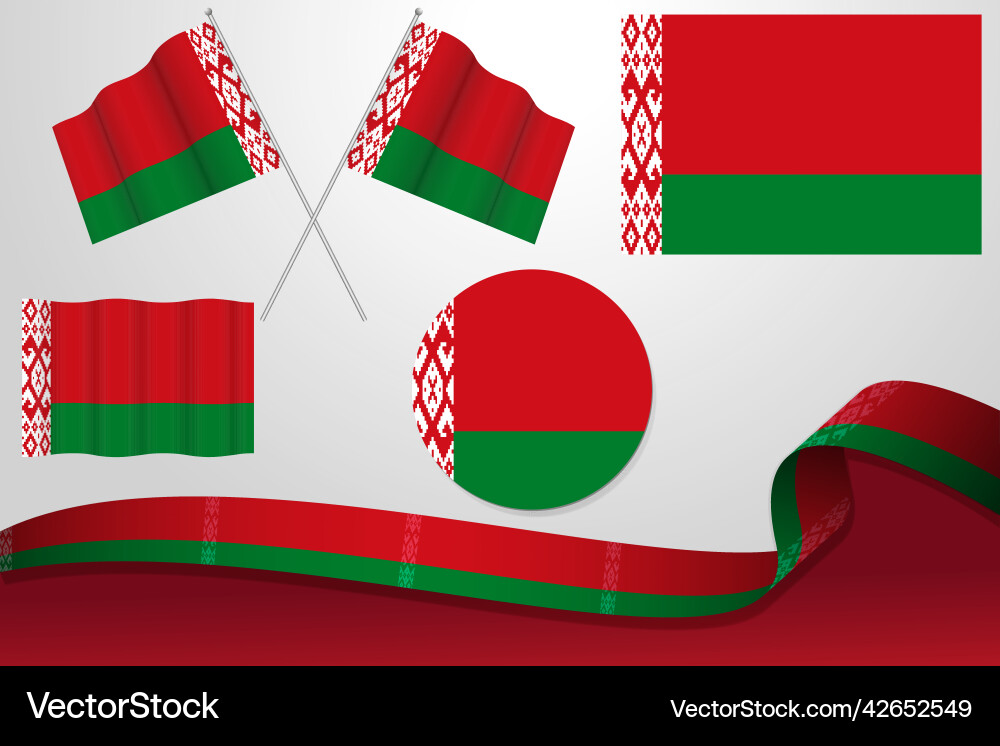 Set of belarus flags in different designs Vector Image