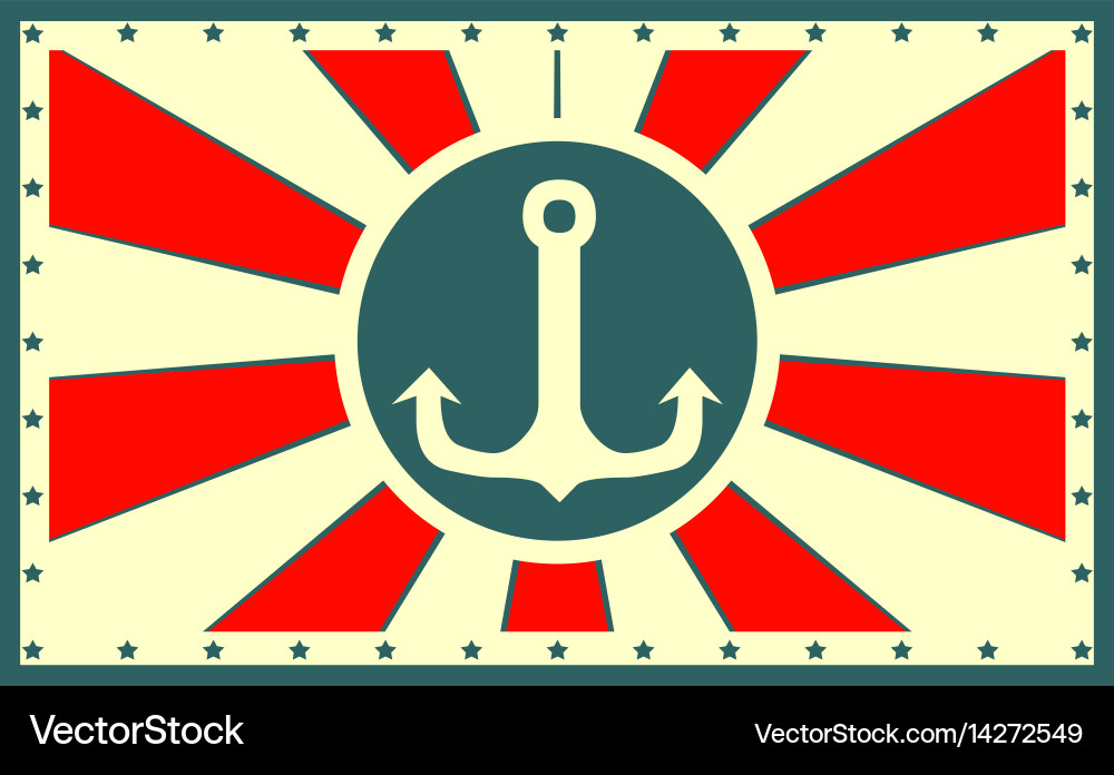 Sun rays backdrop with anchor icon Vector Image