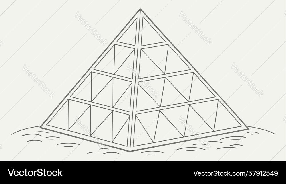 Wireframe pyramid structure with grid Vector Image