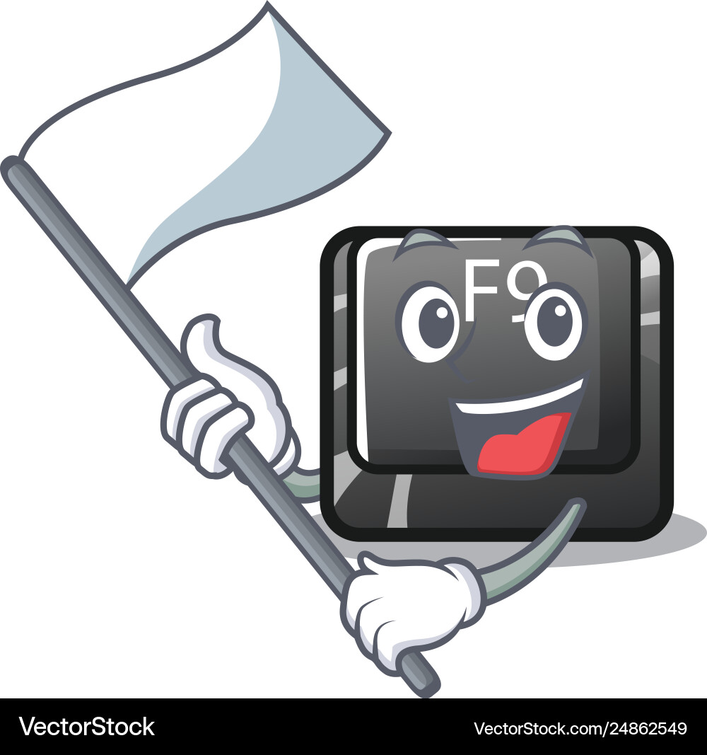 With flag button f9 on a cartoon computer With flag button f9 on a cartoon computer vector image