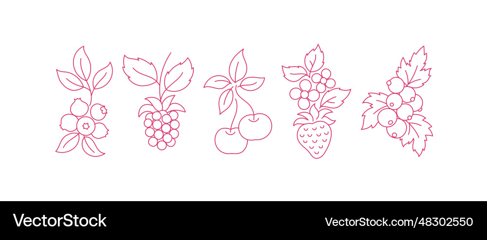 Berries line design element icon set editable vector image
