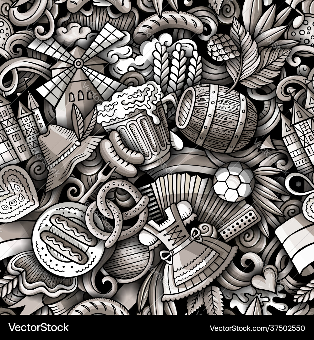 Cartoon doodles germany seamless pattern Cartoon doodles germany seamless pattern vector image