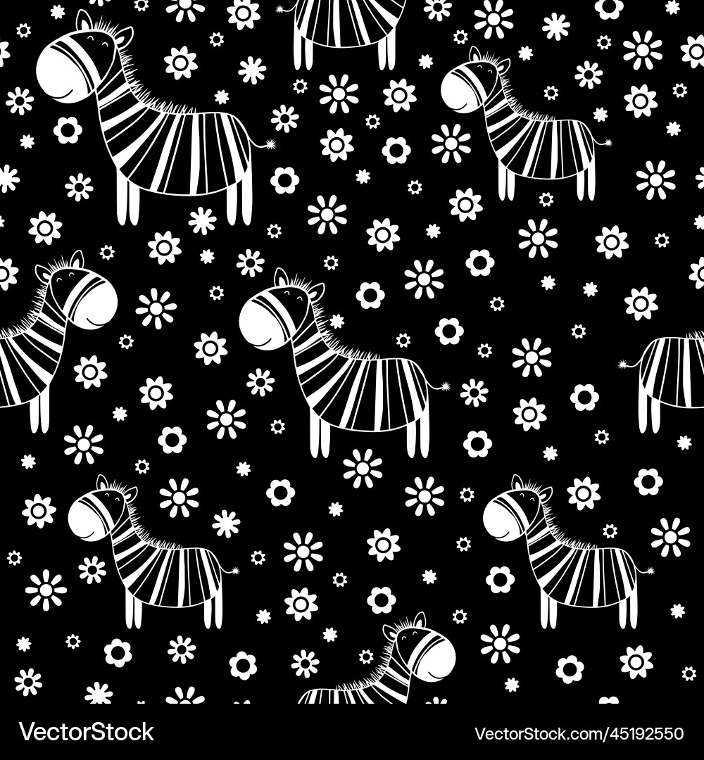 Cute seamless pattern with zebra and simple Cute seamless pattern with zebra and simple Vector Image