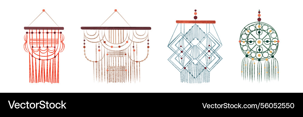 Handcrafted macrame lace ornament with string Handcrafted macrame lace ornament with string vector image