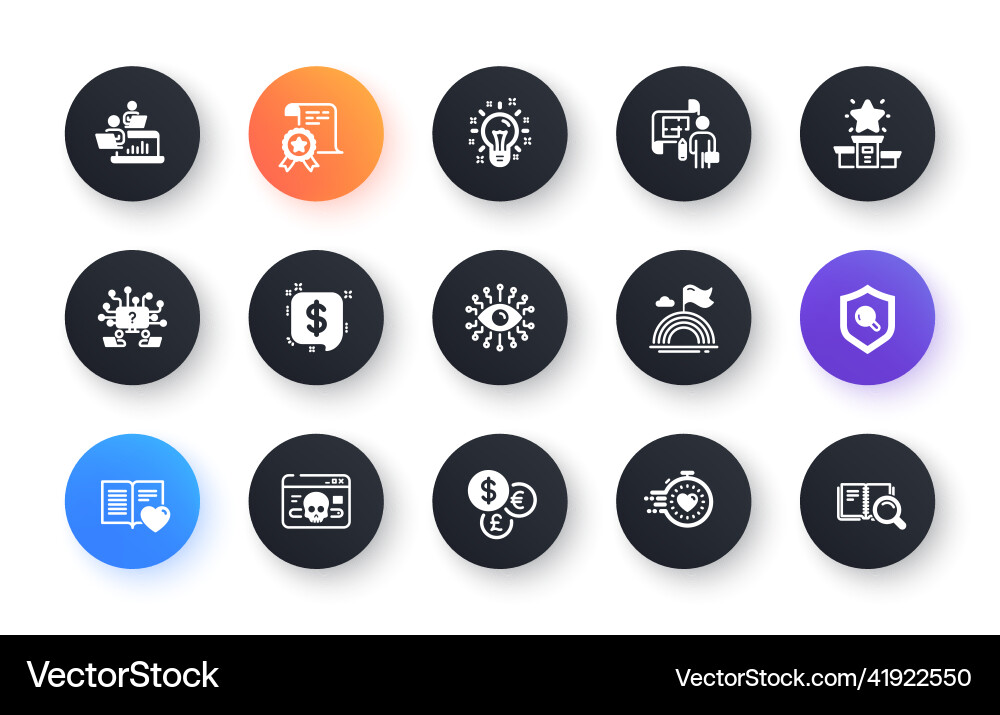 Minimal set of timer cyber attack and idea flat Vector Image