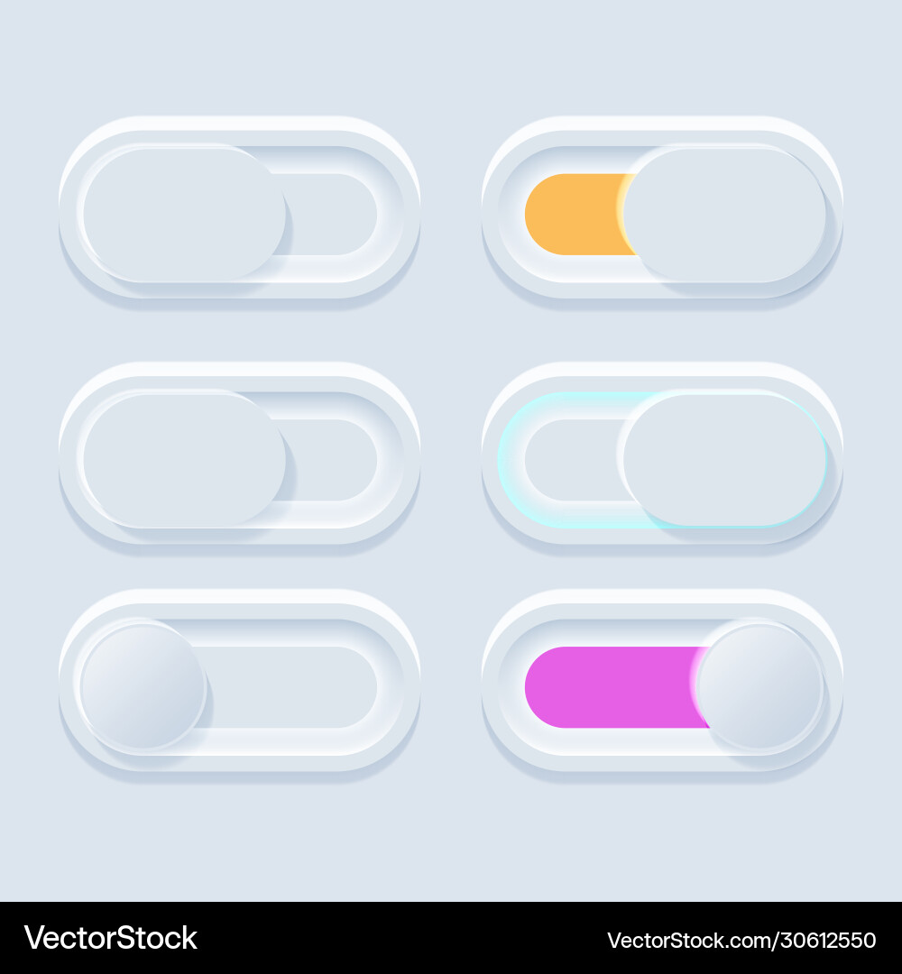 Newmorph ui switch light set Newmorph ui switch light set vector image