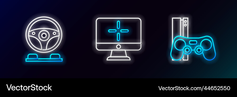 Set line game console with joystick racing Set line game console with joystick racing vector image