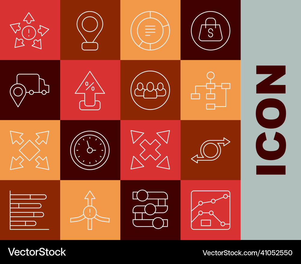 Set line graph chart diagram arrow hierarchy vector image