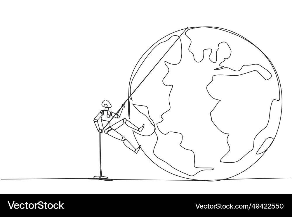 Single continuous line drawing smart robot Single continuous line drawing smart robot Vector Image