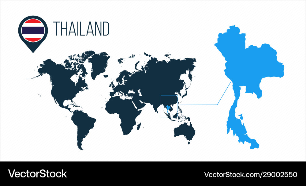 Thailand Located On A World Map With Flag Vector Image Thailand Located On A World Map With Flag Vector 29002550 