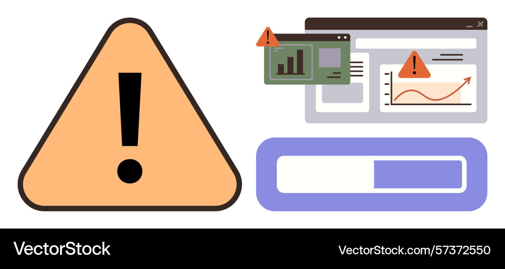 Warning alerts displayed on screen amid data Warning alerts displayed on screen amid data Vector Image