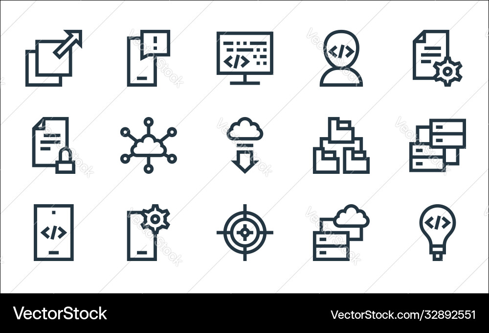 Development line icons linear set quality Development line icons linear set quality vector image