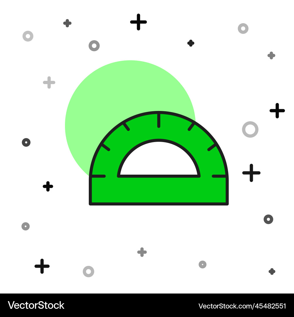 Filled outline protractor grid for measuring Filled outline protractor grid for measuring vector image