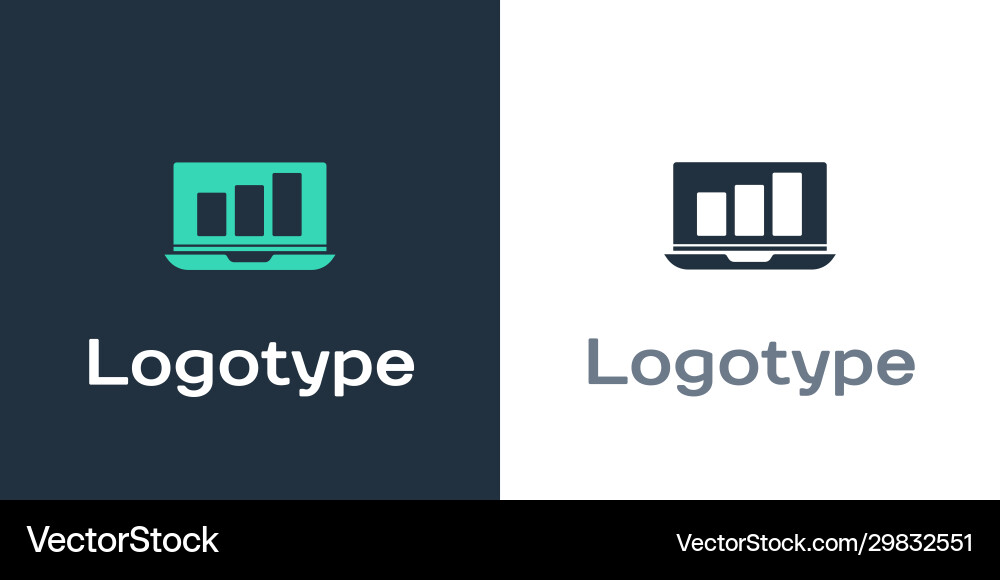 Logotype laptop with graph chart icon isolated Logotype laptop with graph chart icon isolated vector image