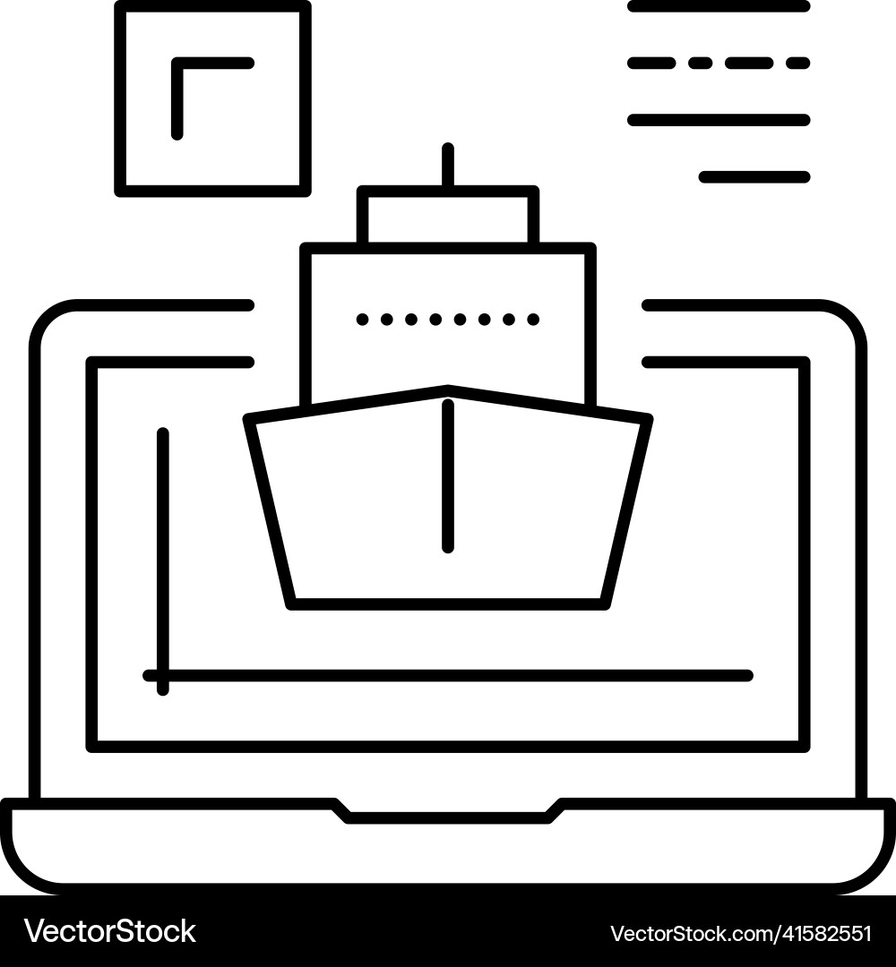 Schiff Modellierung Computerprogramm Linie Icon vektorbild