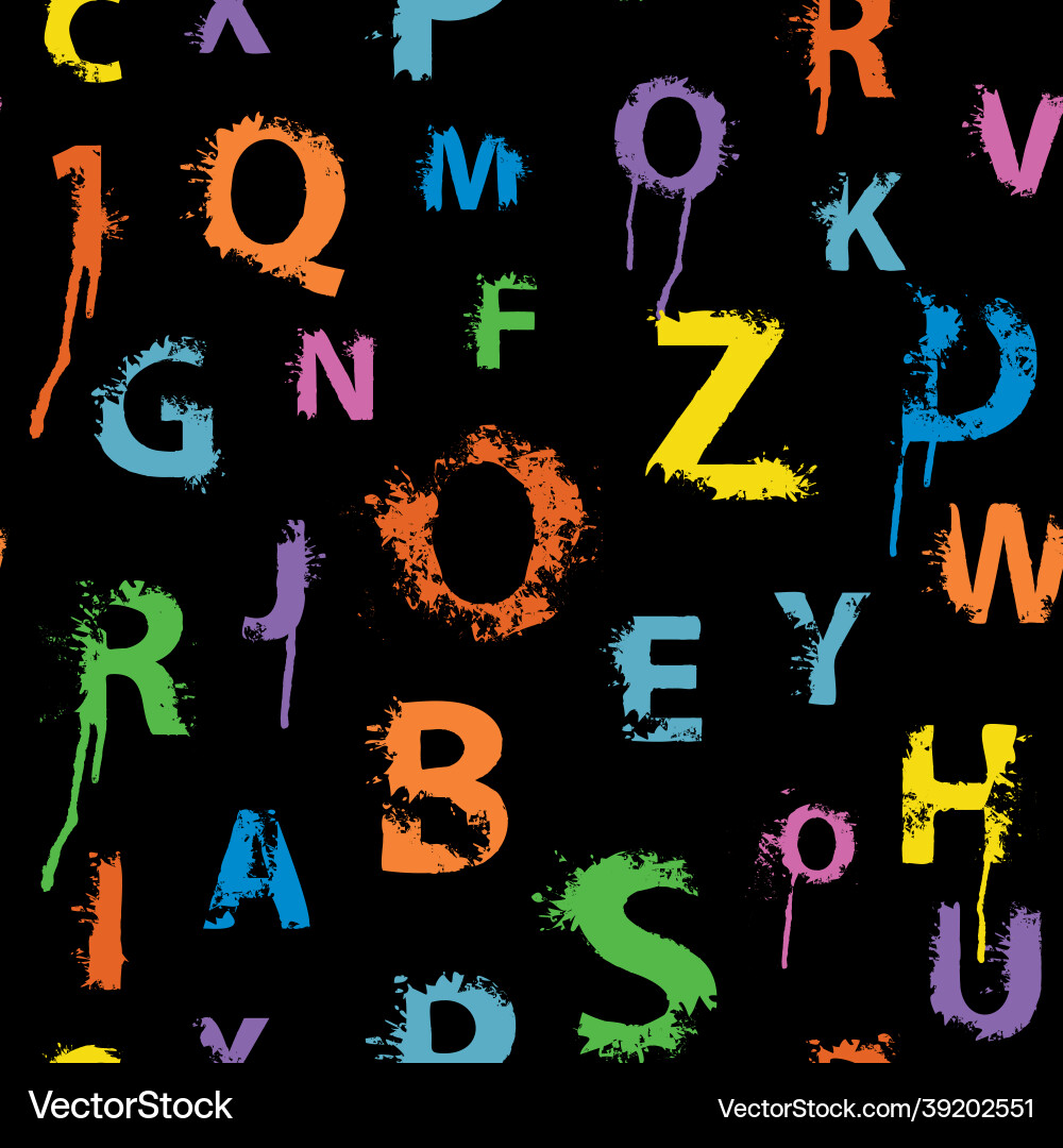 Seamless pattern with letters in form of blots Seamless pattern with letters in form of blots vector image
