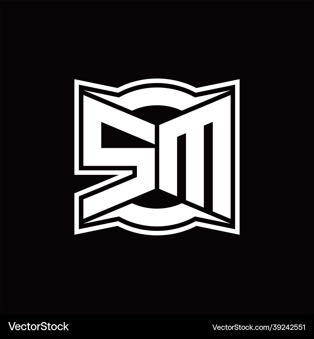 Sm logo monogram with abstract shape design vector image