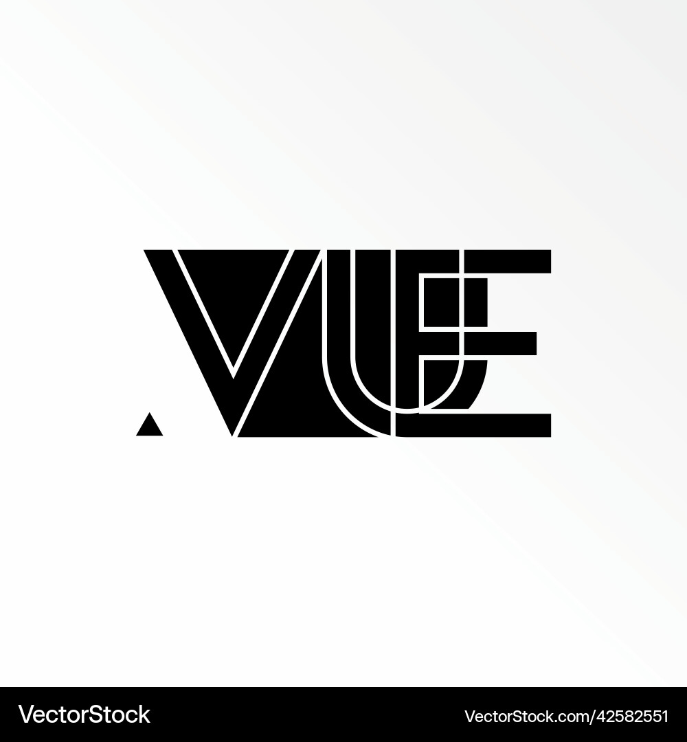 Unique letter vue modern font negative space block Unique letter vue modern font negative space block vector image