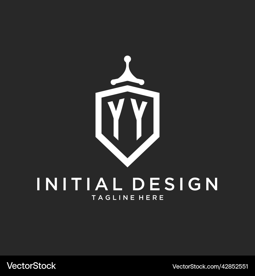 Yy monogram logo initial with shield guard shape Yy monogram logo initial with shield guard shape Vector Image
