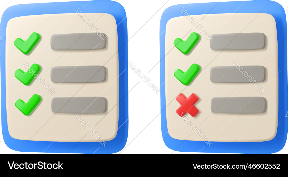3d icon list with checkmark 3d icon list with checkmark vector image