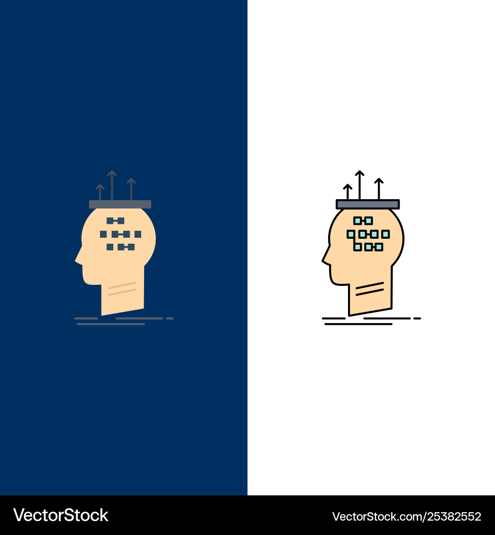 Algorithm brain conclusion process thinking flat Algorithm brain conclusion process thinking flat vector image