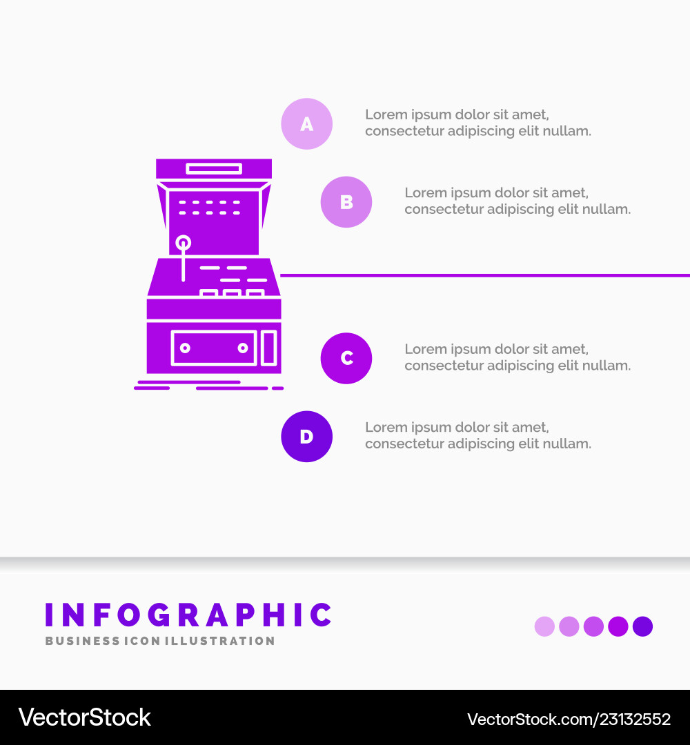 Arcade console game machine play infographics Arcade console game machine play infographics vector image