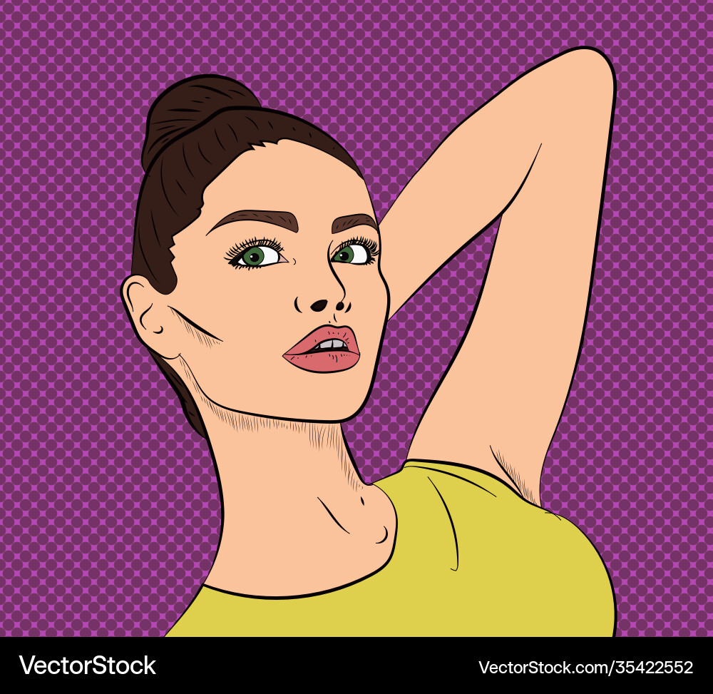 Beautiful friendly young girl with hair bun dark Beautiful friendly young girl with hair bun dark vector image