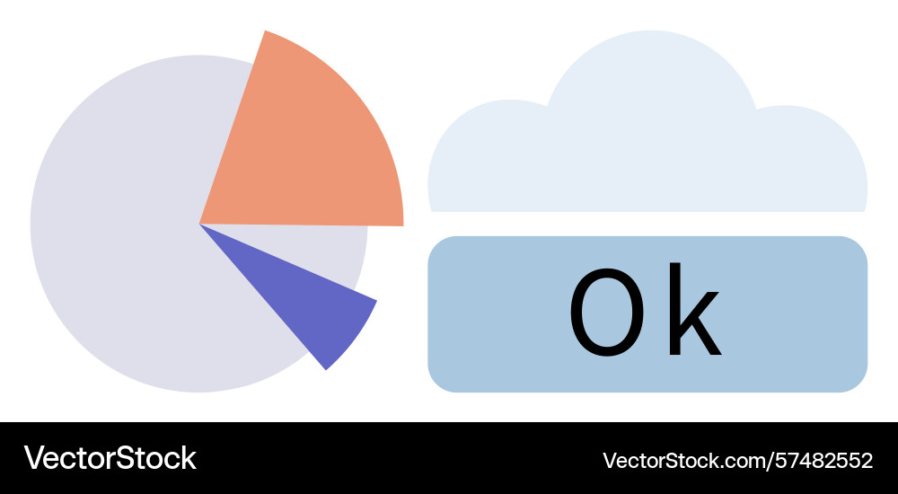 Cloud storage confirmation with pie chart data Cloud storage confirmation with pie chart data vector image