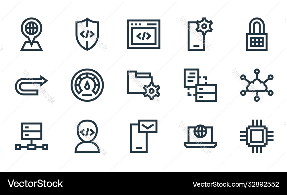 Development line icons linear set quality Development line icons linear set quality vector image