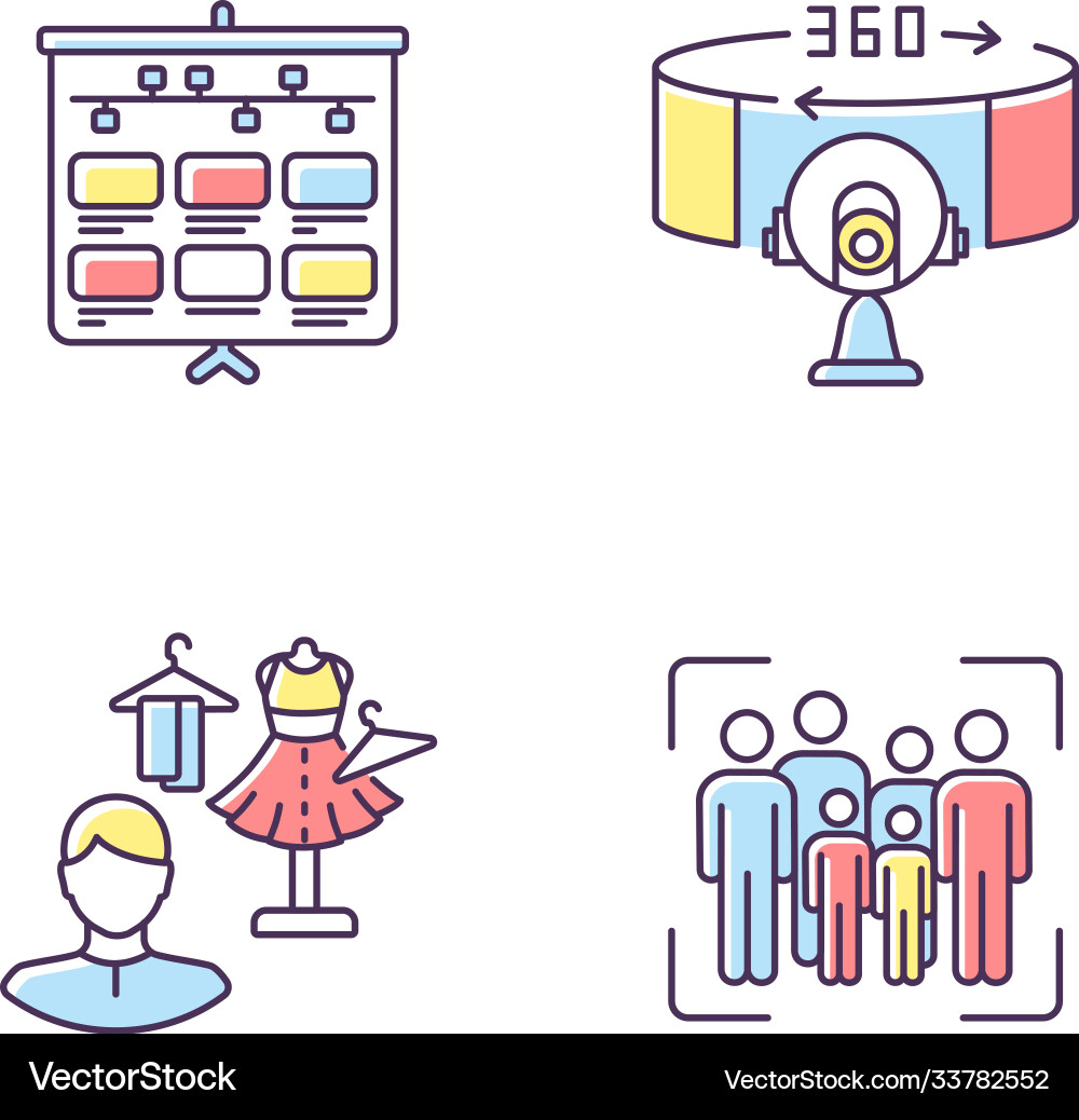 Film making jobs rgb color icons set Film making jobs rgb color icons set vector image