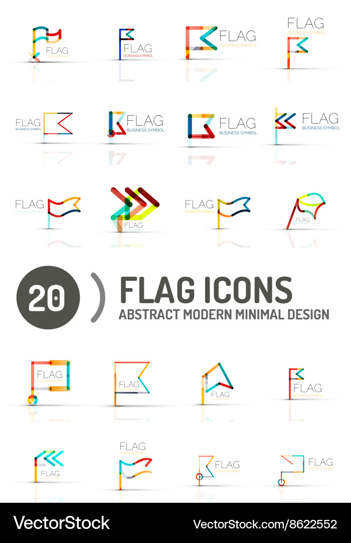 Flag icon logo set linear design Vector Image