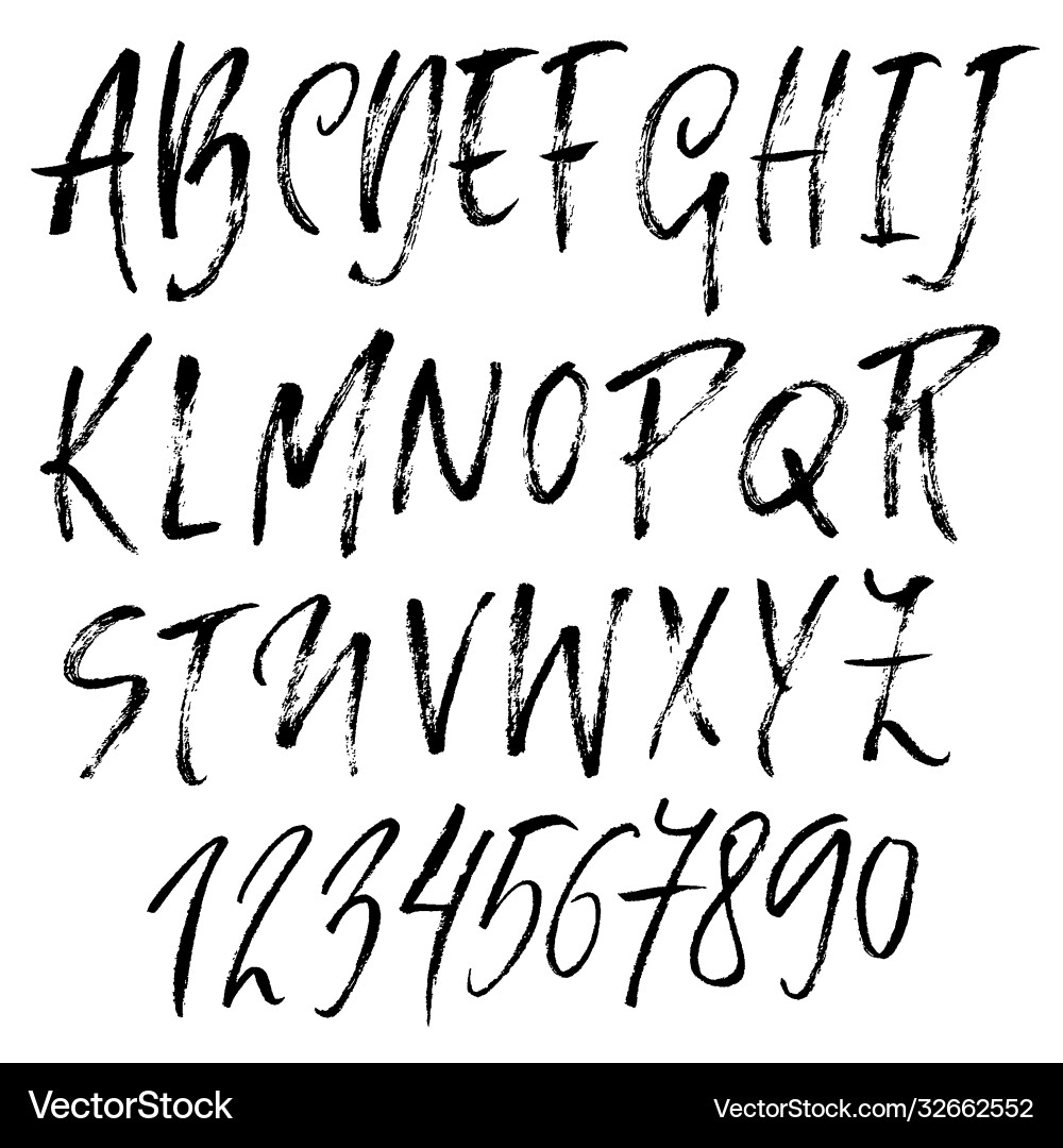 Hand drawn font made dry brush strokes grunge Hand drawn font made dry brush strokes grunge vector image