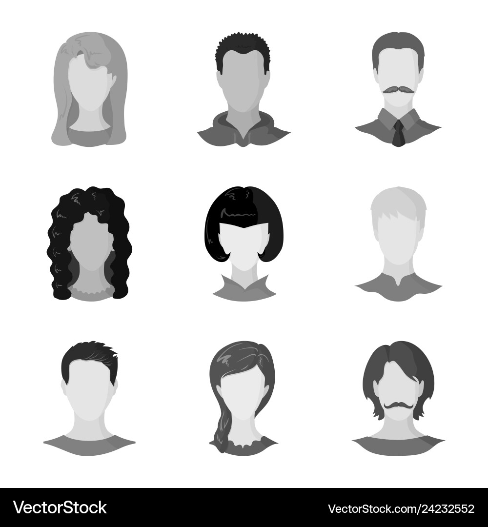 Isolated object of character and profile sign set Isolated object of character and profile sign set vector image