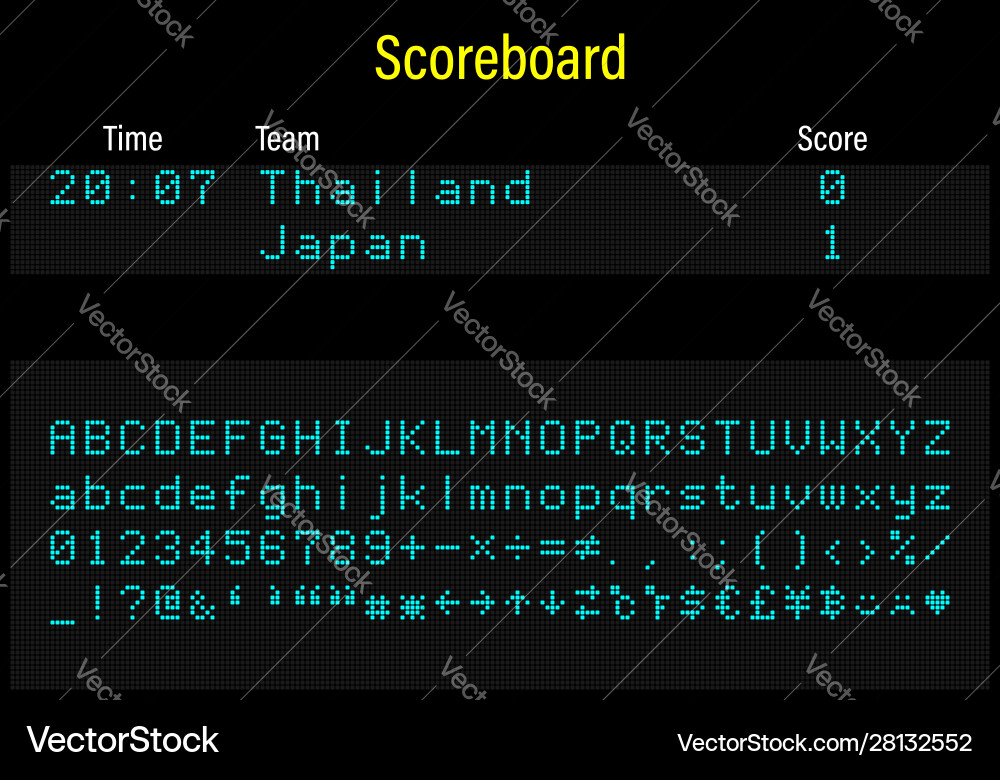 LED Digital Font Display vector image
