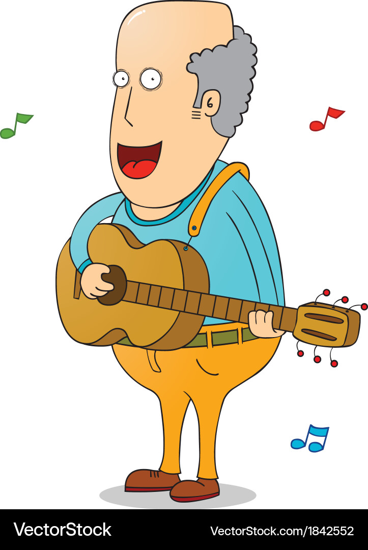 Oldman with guitar Vector Image