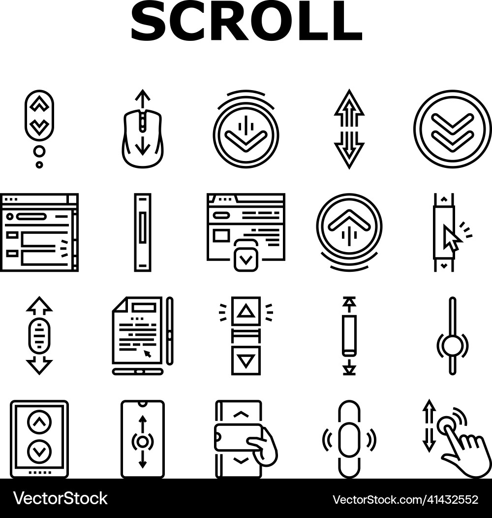 Scroll computer mouse cursor icons set Scroll computer mouse cursor icons set vector image