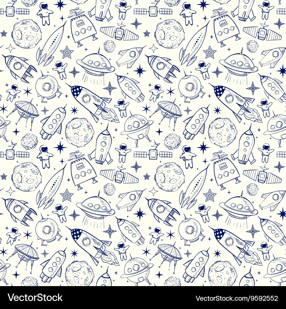 Seamless background with space elements vector image