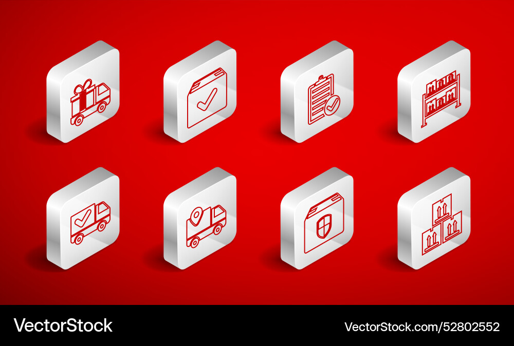 Set line cardboard box with traffic package check Set line cardboard box with traffic package check vector image