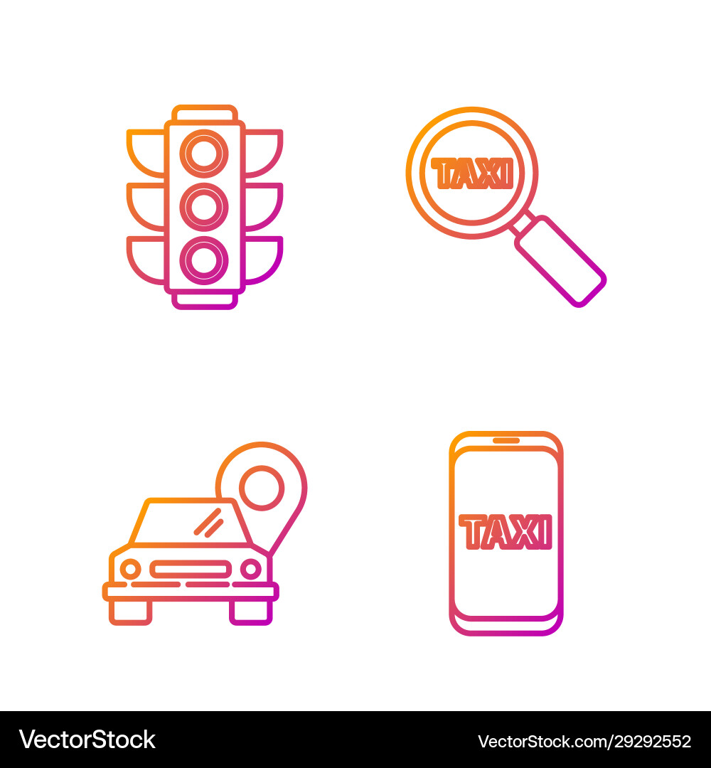 Set line taxi call telephone service map pointer Vector Image