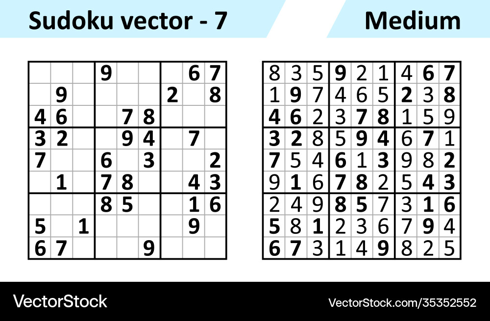 Sudoku game with answers simple design set vector image