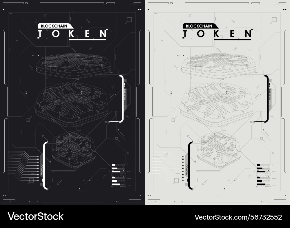 Tech abstract poster template with hud elements vector image