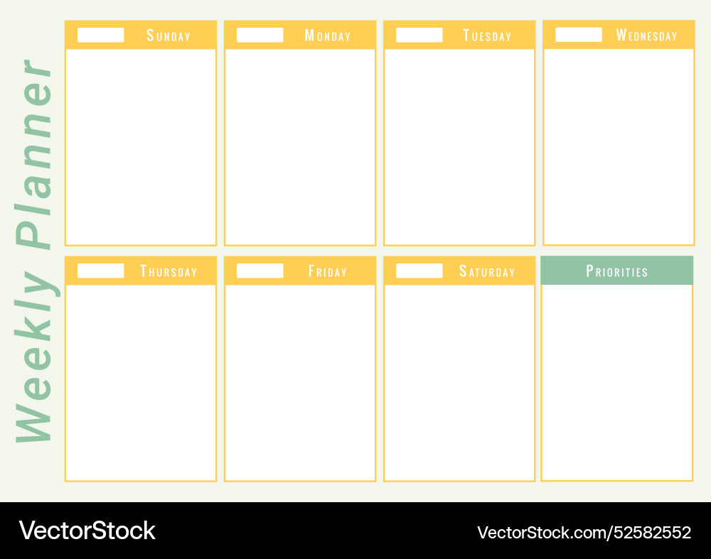 Weekly to do list template with place for notes Vector Image